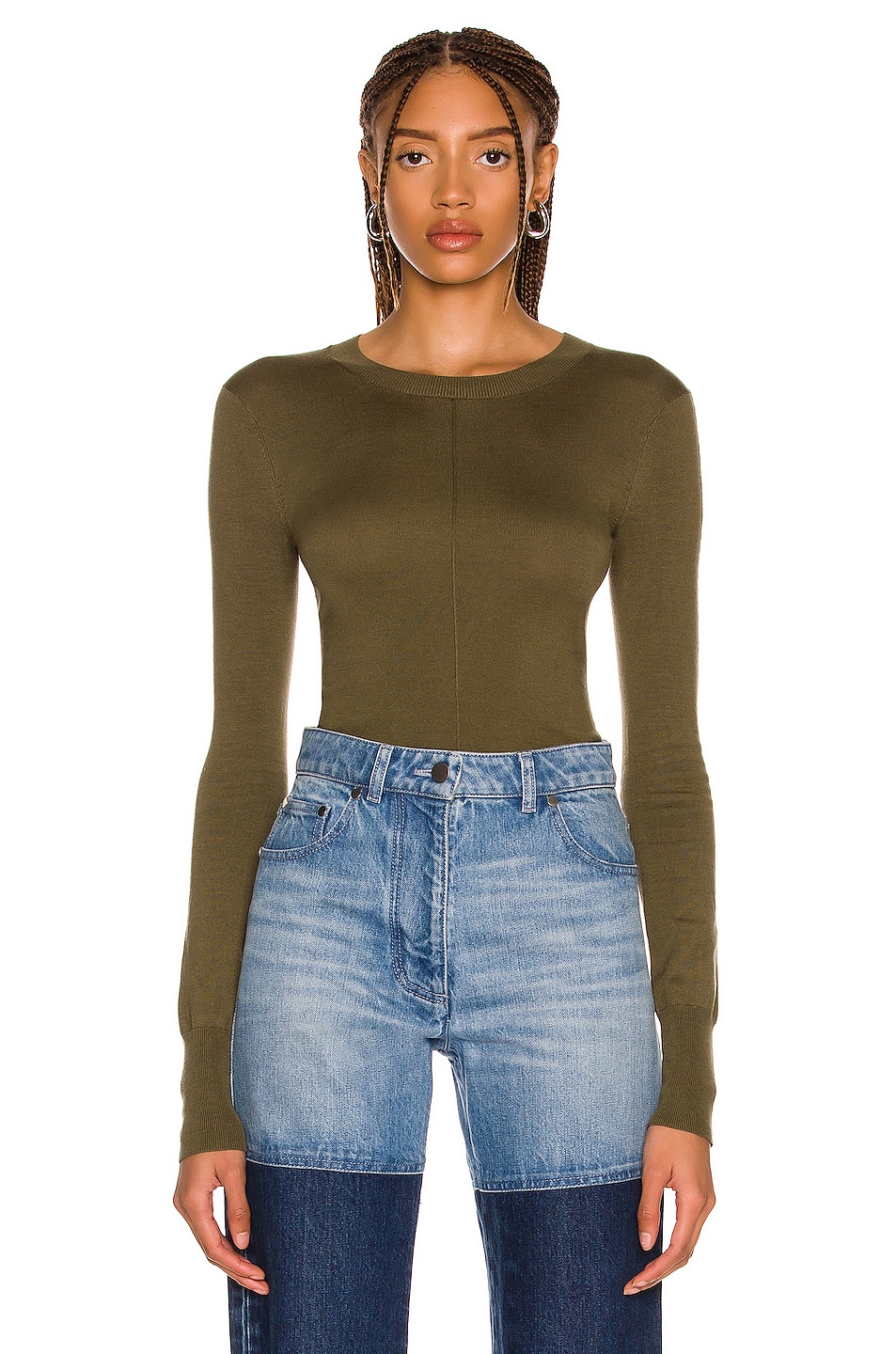 Image 1 of Peter Do Classic Tattoo Crewneck Sweater in Olive