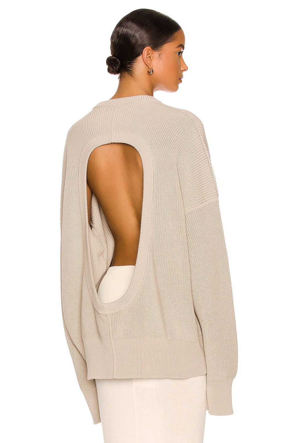 Image 1 of Peter Do Cut Out Crewneck Sweater in Latte