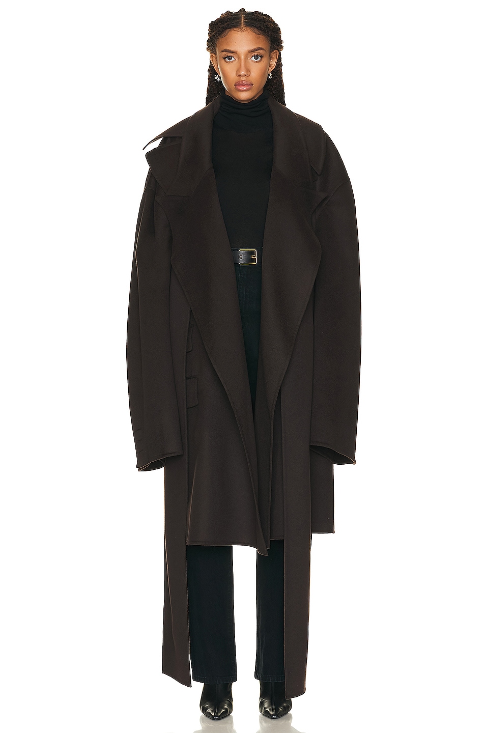 Image 1 of Peter Do for FWRD Double-Face Detachable Coat in Dark Brown