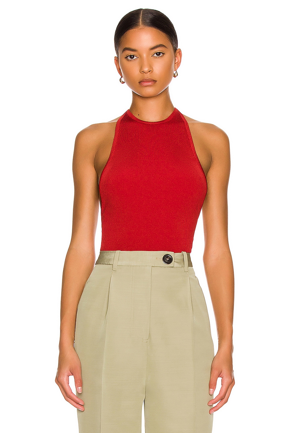 Image 1 of Peter Do Knit Halter Top in Red