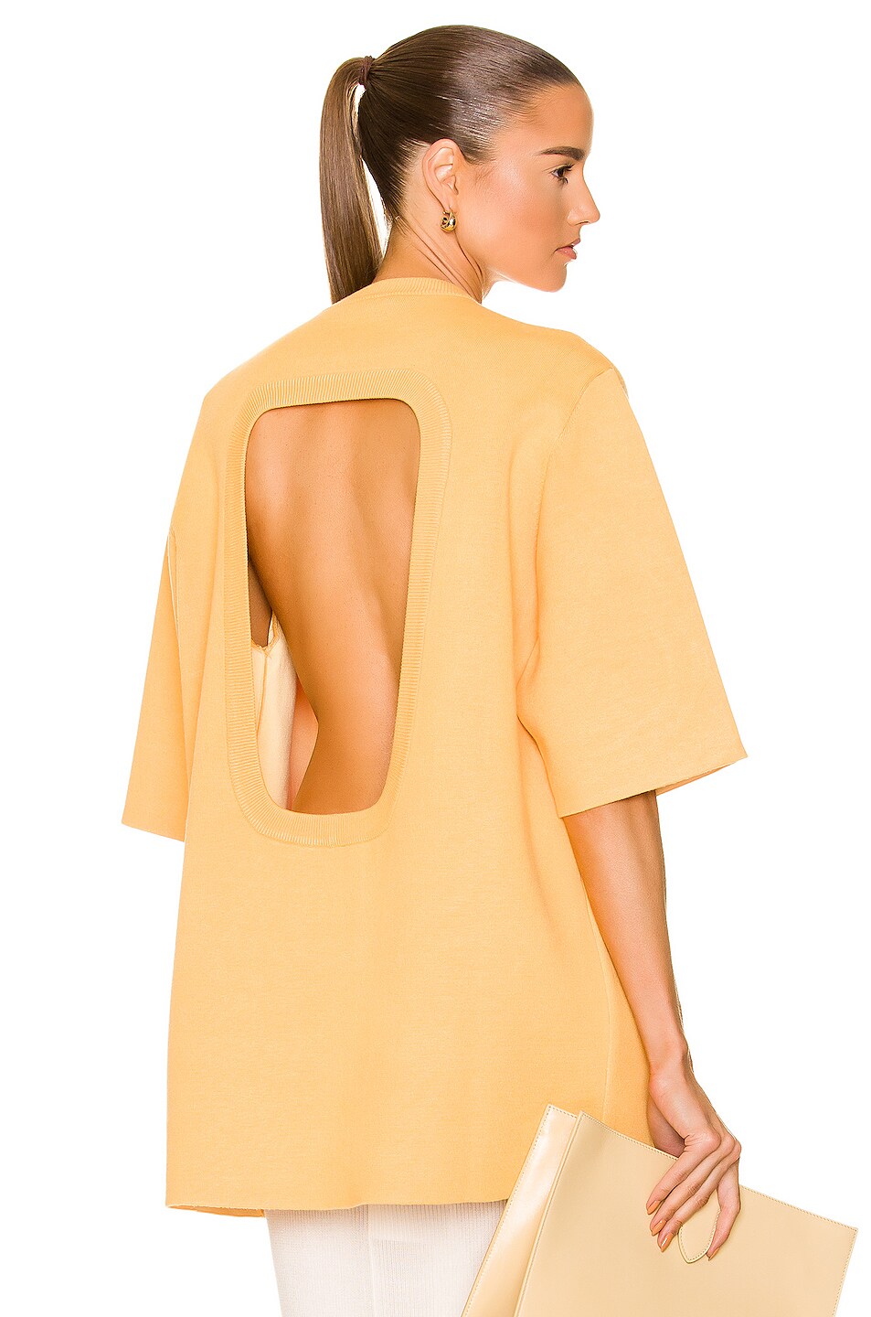 Image 1 of Peter Do Oversized Cut Out T-Shirt in Light Yellow & Orange
