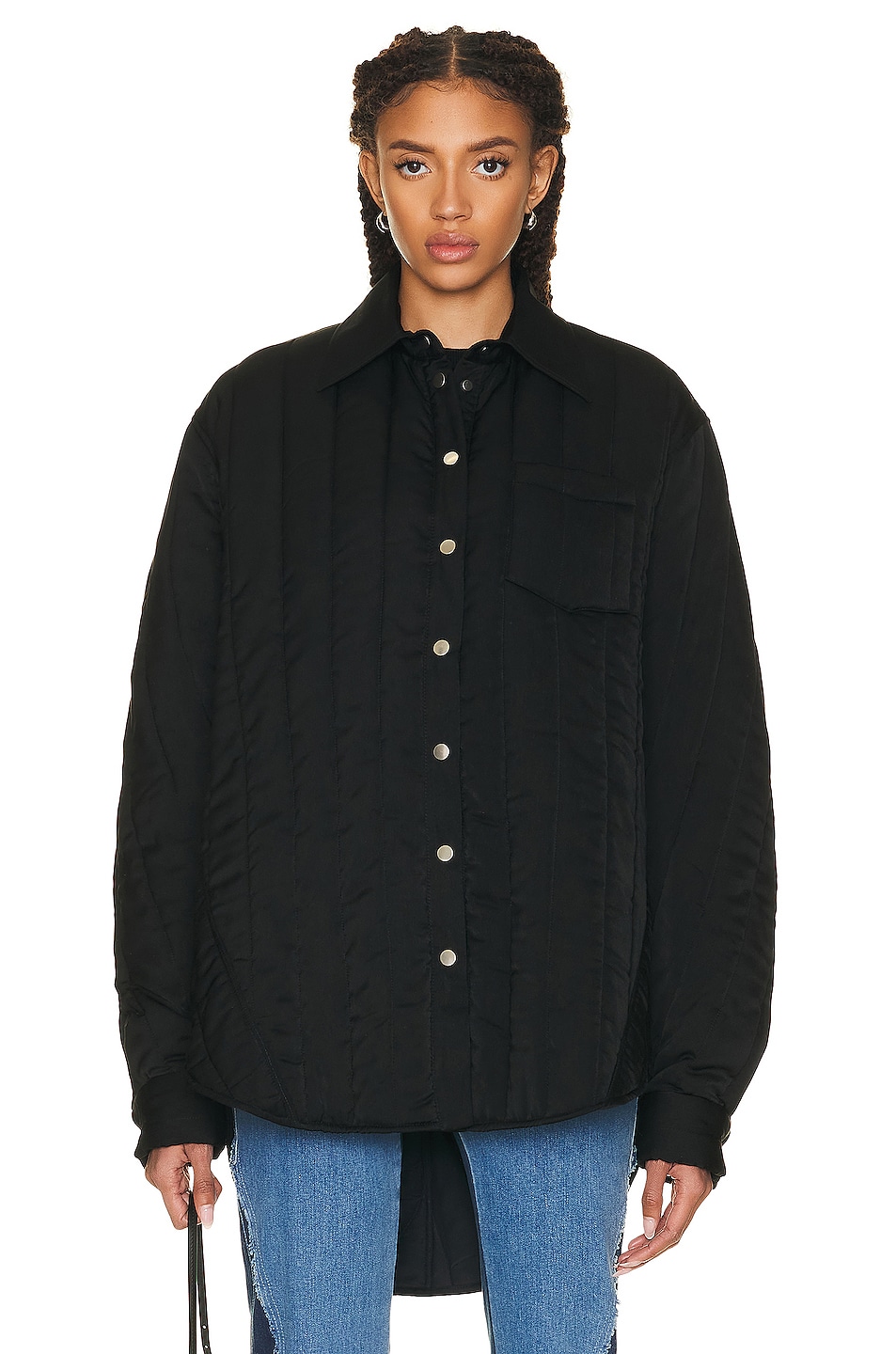 Image 1 of Peter Do Quilted Overshirt in Black