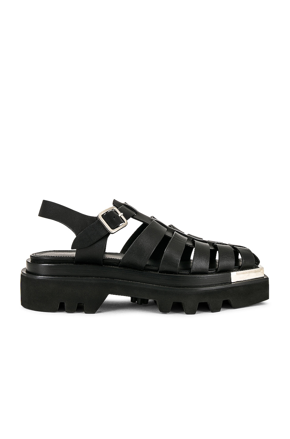 Image 1 of Peter Do Combat Everyday Sandals with Metal Tip in Black