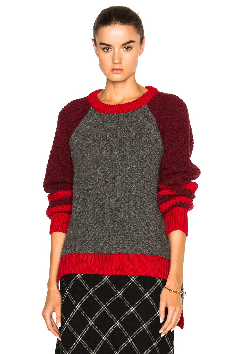 Image 1 of Preen Line Josie Sweater in Burgundy, Grey & Red