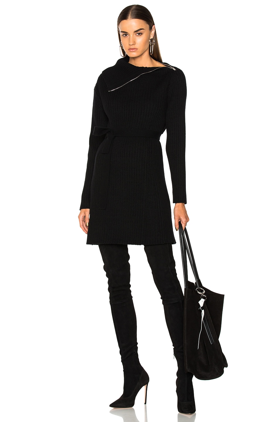 Image 1 of Proenza Schouler Wool Cashmere Backless Turtleneck Dress in Black
