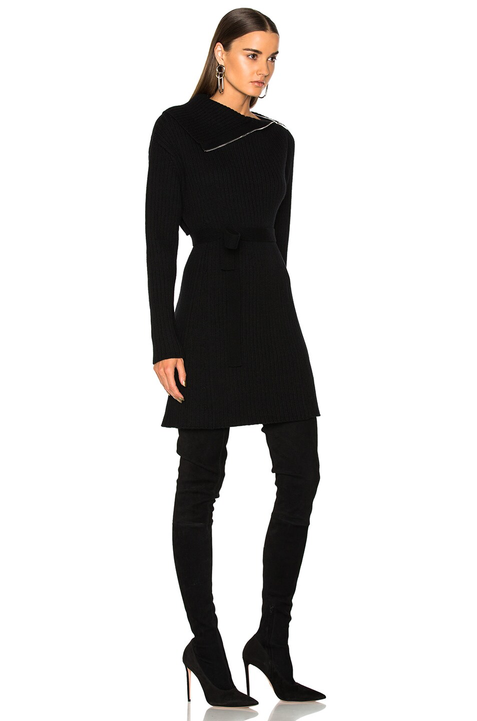 PROENZA SCHOULER Cotton, Wool And Cashmere Sweater Dress, Black | ModeSens