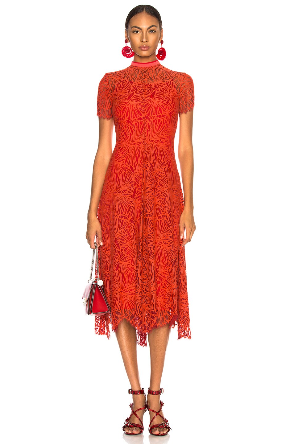 Image 1 of Proenza Schouler Mock Turtleneck Dress in Tangerine