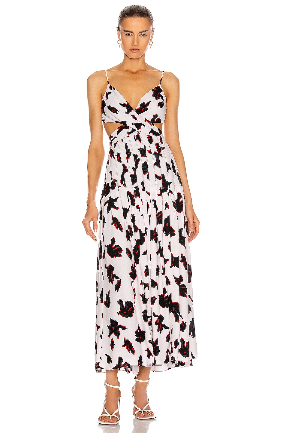 Image 1 of Proenza Schouler Sleeveless Maxi Dress in Powder Pink & Red Painted Iris