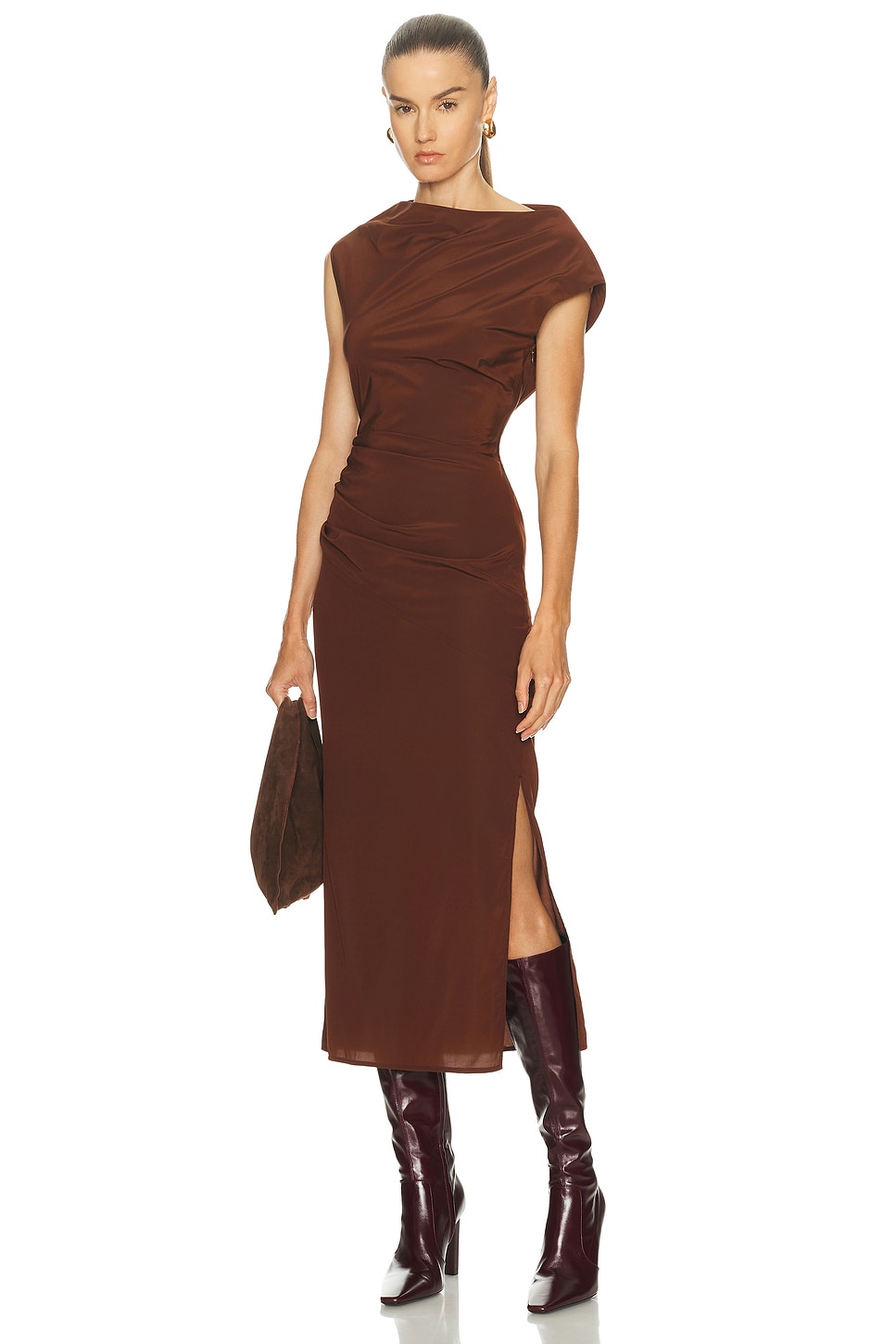 Image 1 of Proenza Schouler Tasa Dress in Mahogany