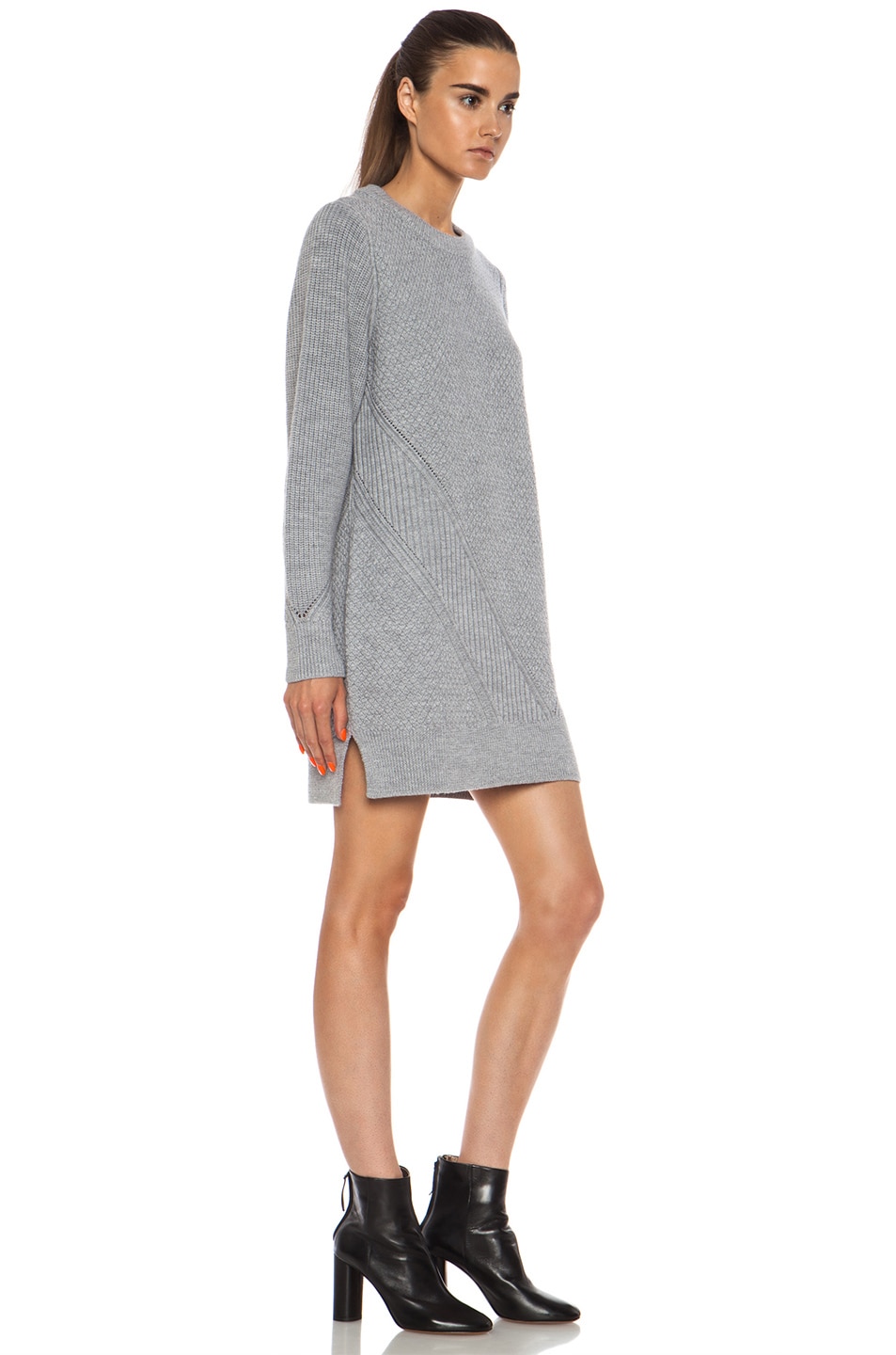 Proenza Schouler Merino Stitch Mix Sweater Wool Dress in Grey Melange ...