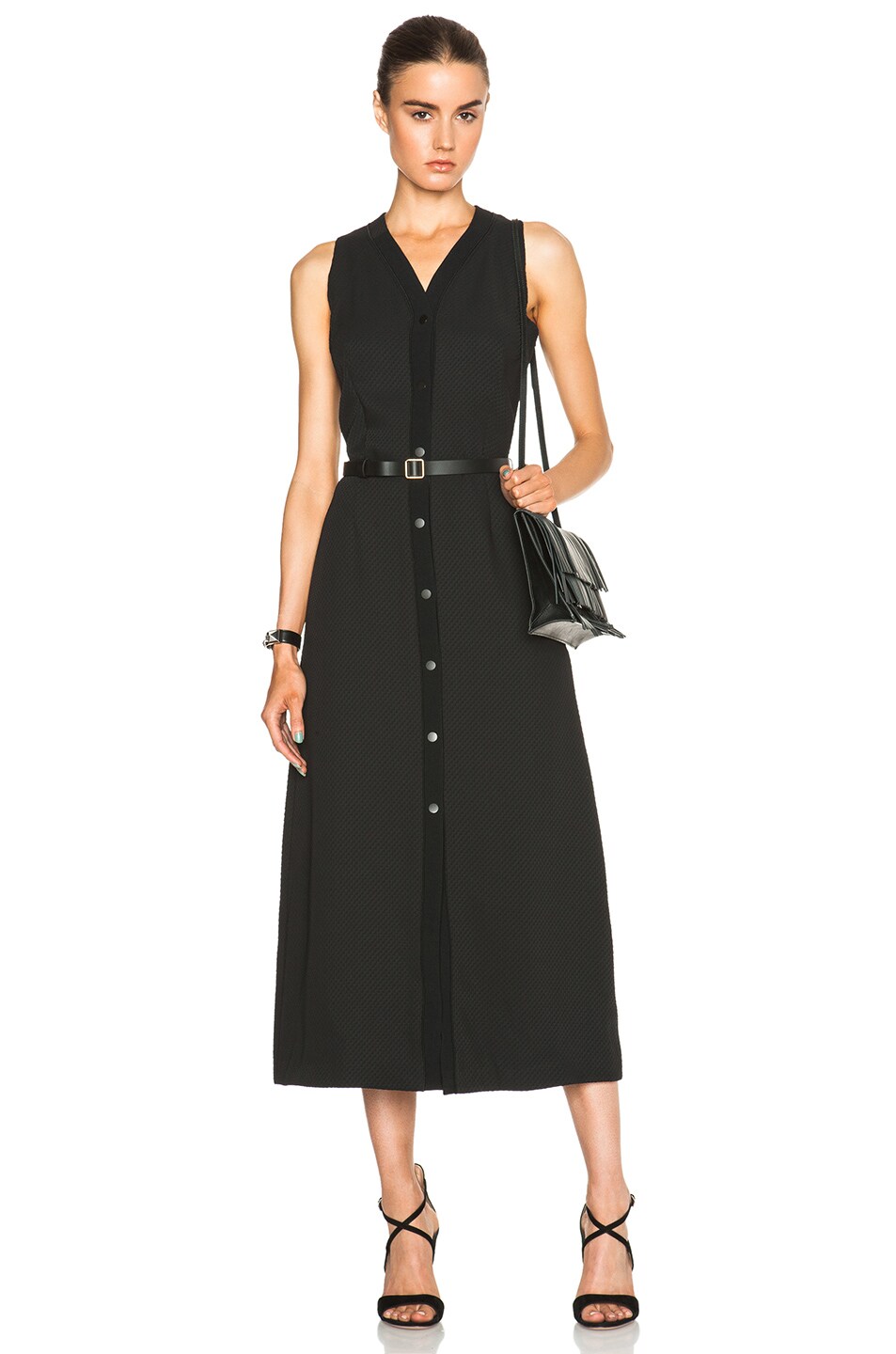 Image 1 of Proenza Schouler Light Weight Cloque Snap Dress in Black