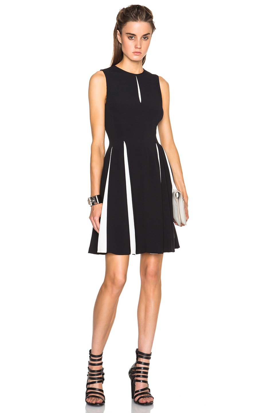 Image 1 of Proenza Schouler Side Pleat Dress in Black & White