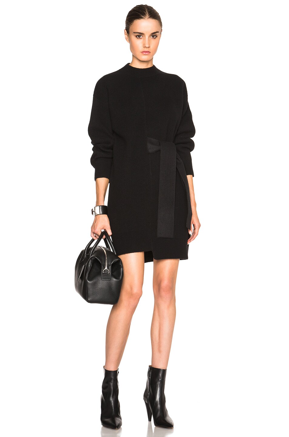 Image 1 of Proenza Schouler Wool Cashmere Dress with Tie in Black