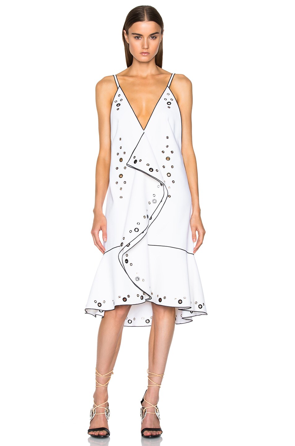 Image 1 of Proenza Schouler Drop Waist Ruffle Dress in White