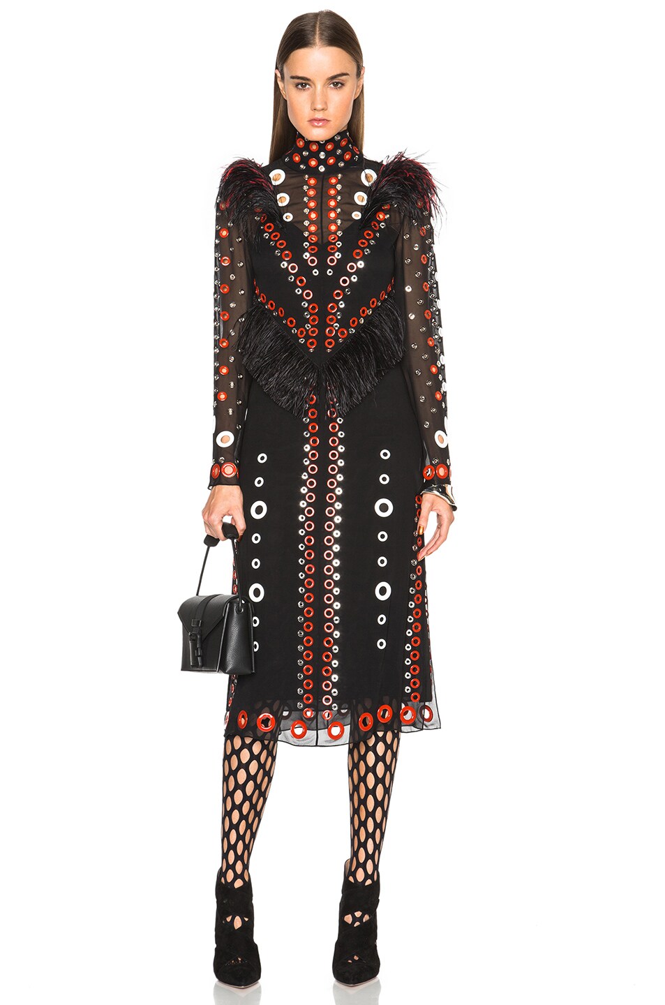 Image 1 of Proenza Schouler Chiffon Eyelet Embroidery Dress in Black