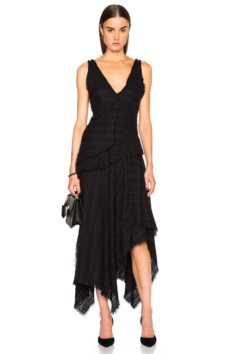 Image 1 of Proenza Schouler Open Weave Tweed Dress in Black