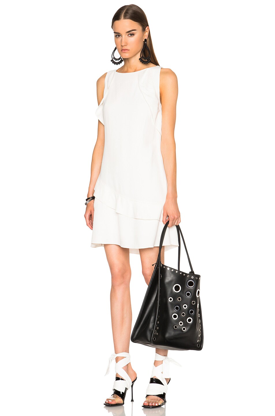 Image 1 of Proenza Schouler Asymmetrical Flare Dress in Off White