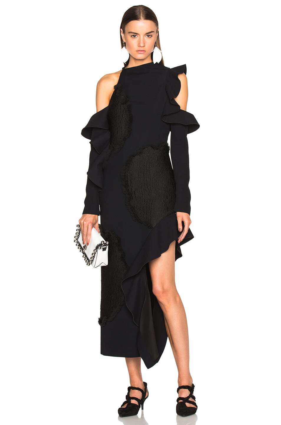 Image 1 of Proenza Schouler Floral Fil Coupe Cut Out Dress in Black