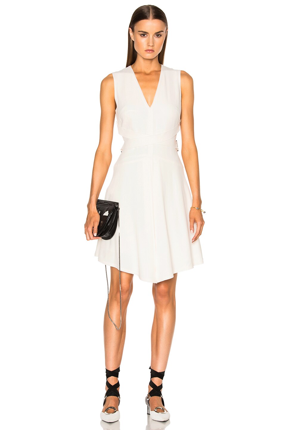 Image 1 of Proenza Schouler Satin Back Crepe Flared Dress in Off White