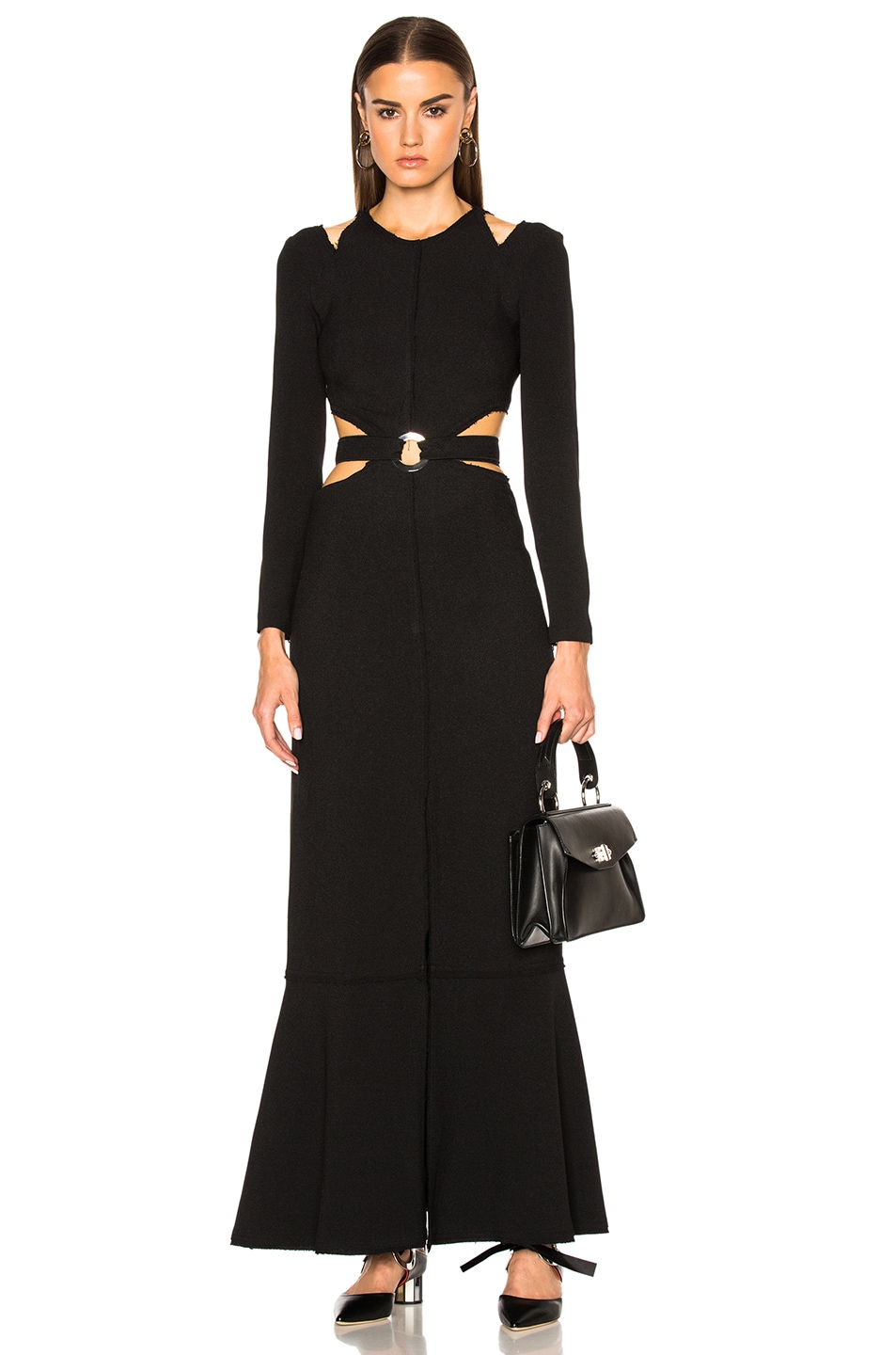 Image 1 of Proenza Schouler Lightweight Viscose Crepe Cut Out Gown in Black