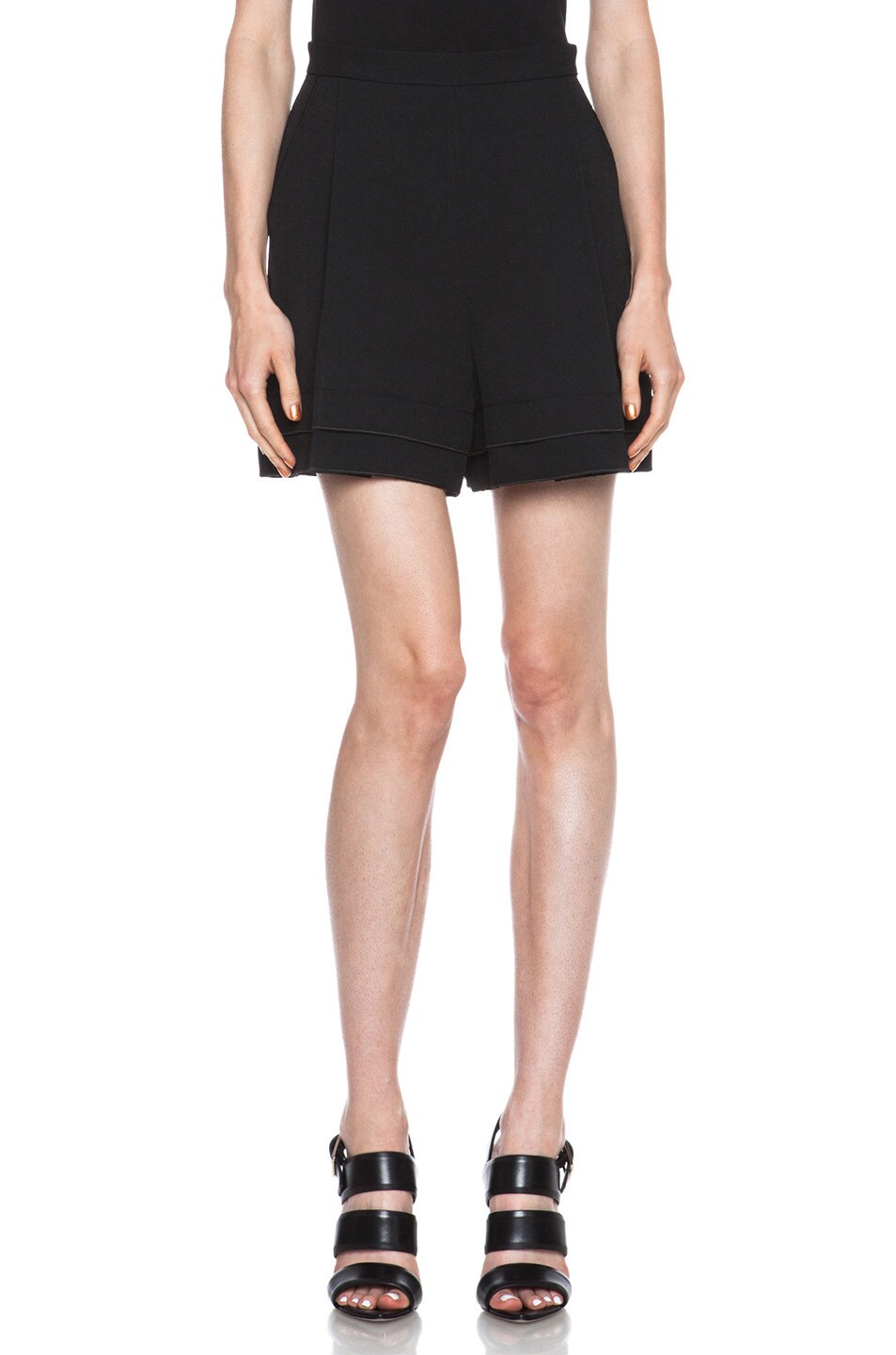 Image 1 of Proenza Schouler Viscose Crepe Full Shorts in Black