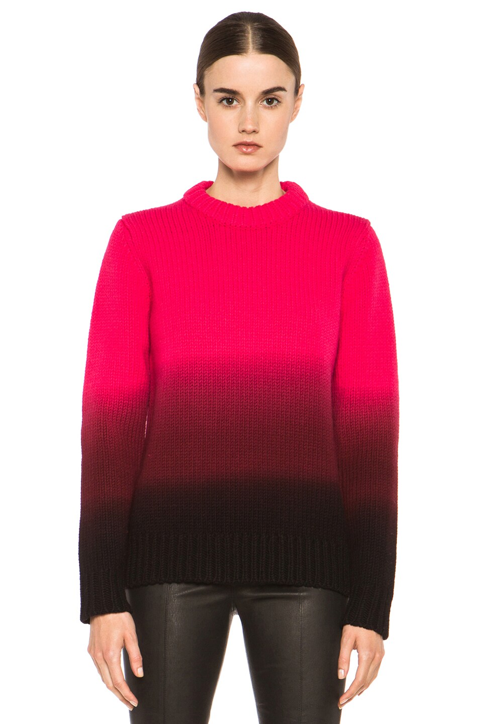 Image 1 of Proenza Schouler Wool Dip-Dye Sweater in Pink & Midnight & Black