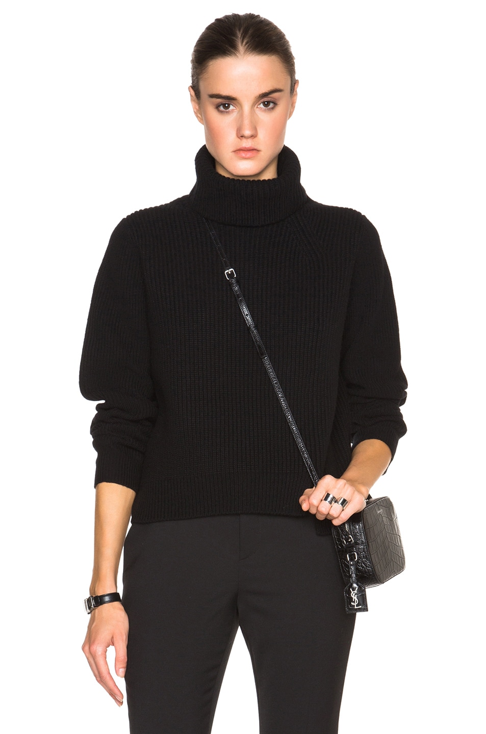 Image 1 of Proenza Schouler Wool Cashmere Rib Turtleneck in Black