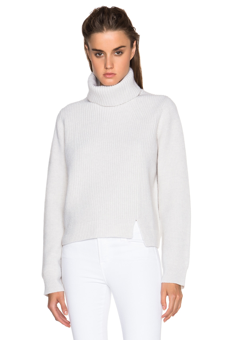 Image 1 of Proenza Schouler Wool Cashmere Rib Turtleneck in Off White