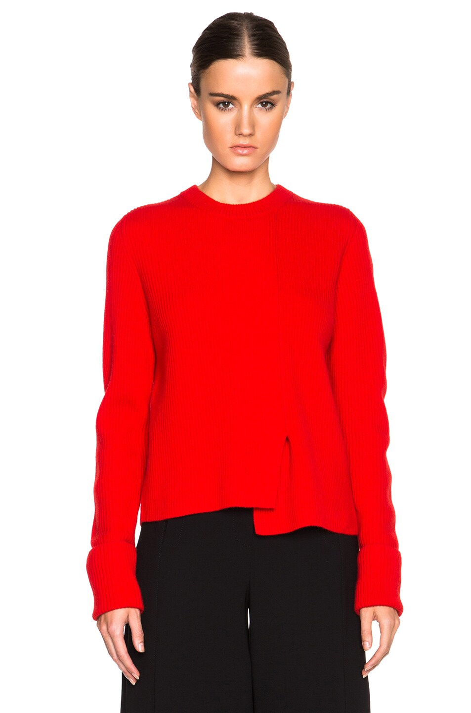 Image 1 of Proenza Schouler Wool Cashmere Asymmetric Pullover in Crimson