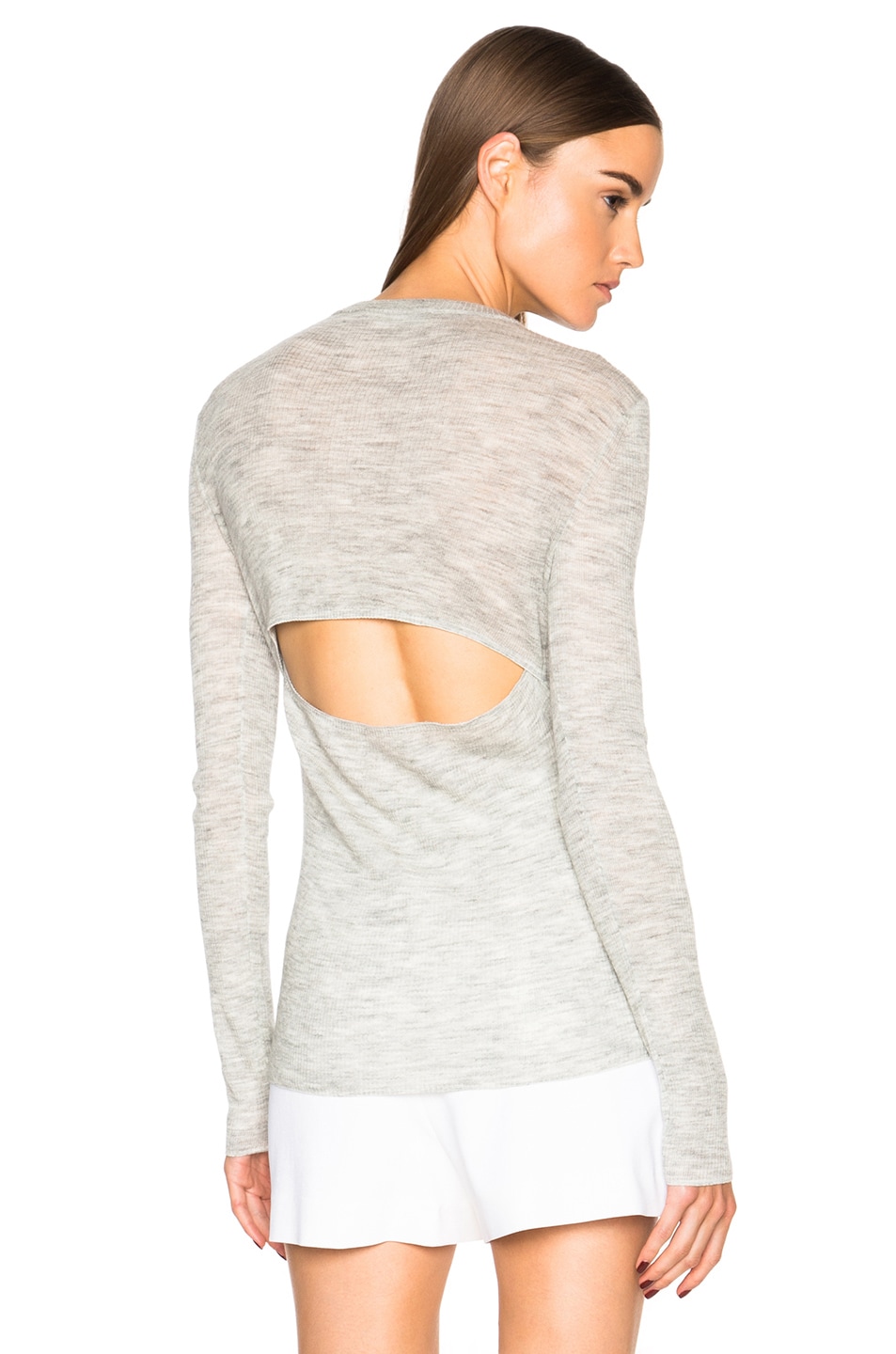 Image 1 of Proenza Schouler Ultrafine Rib Crewneck Sweater in Light Grey Melange