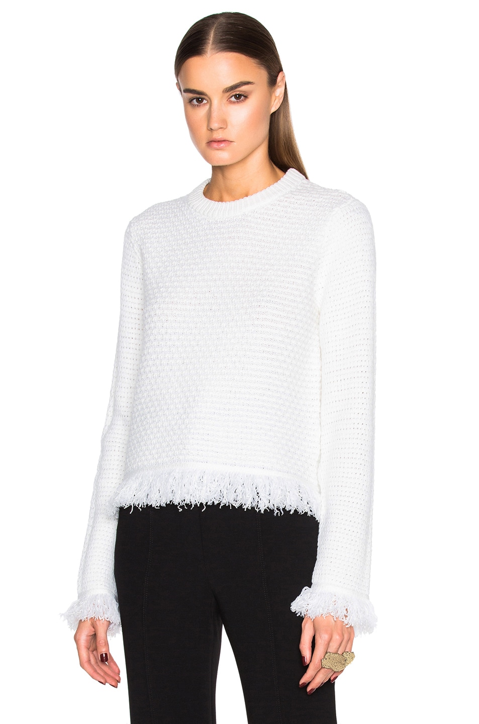 Image 1 of Proenza Schouler Wool & Cotton Stitch Crewneck Sweater in Off White