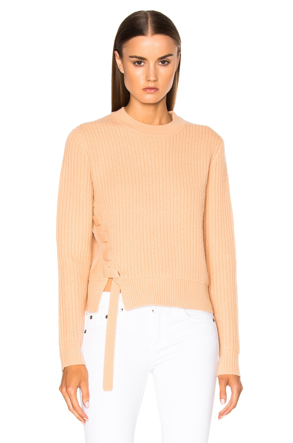Image 1 of Proenza Schouler Wool Cashmere Side Lacing Sweater in Tan