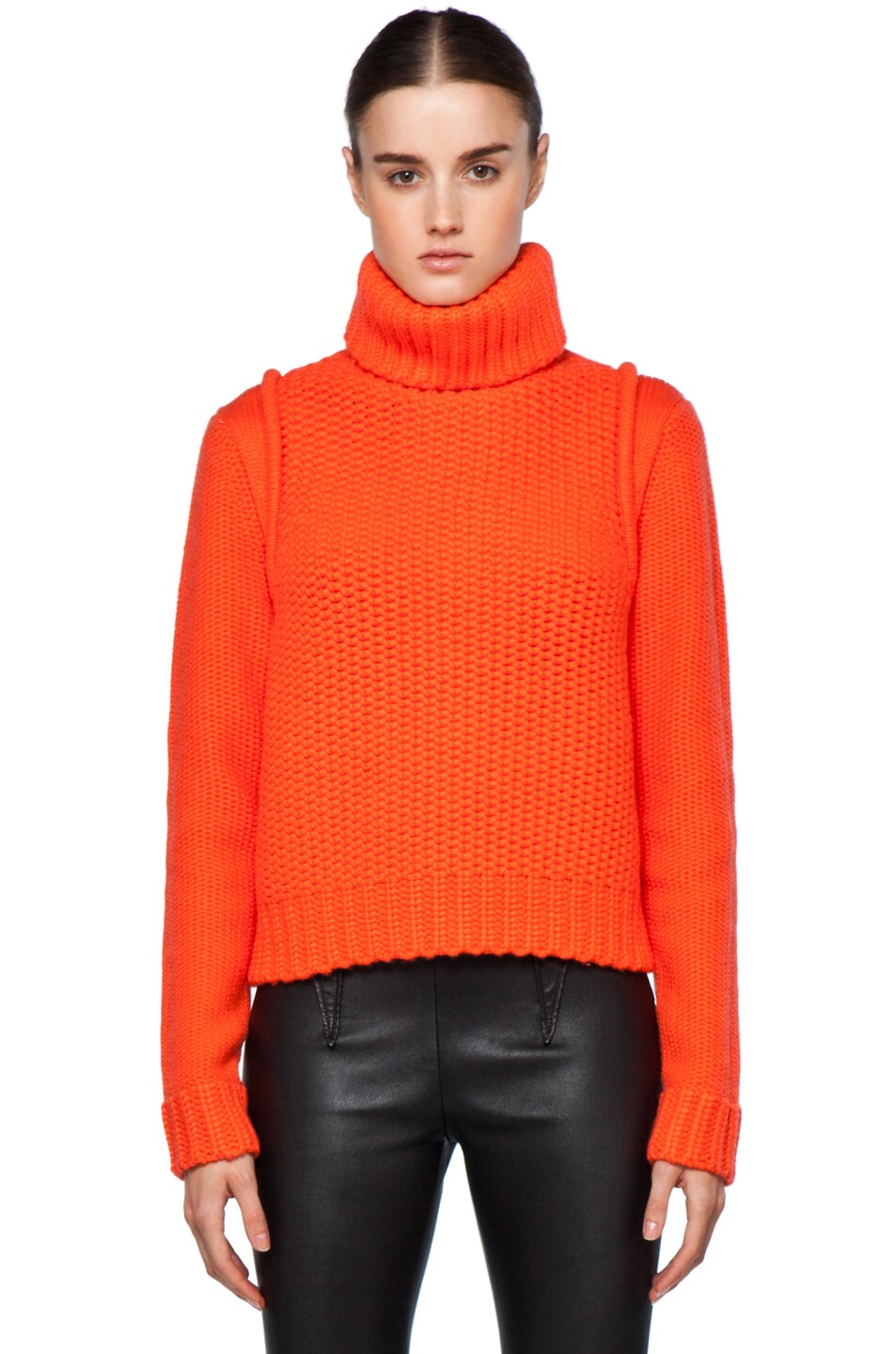 Image 1 of Proenza Schouler Chunky Turtleneck in Bright Coral