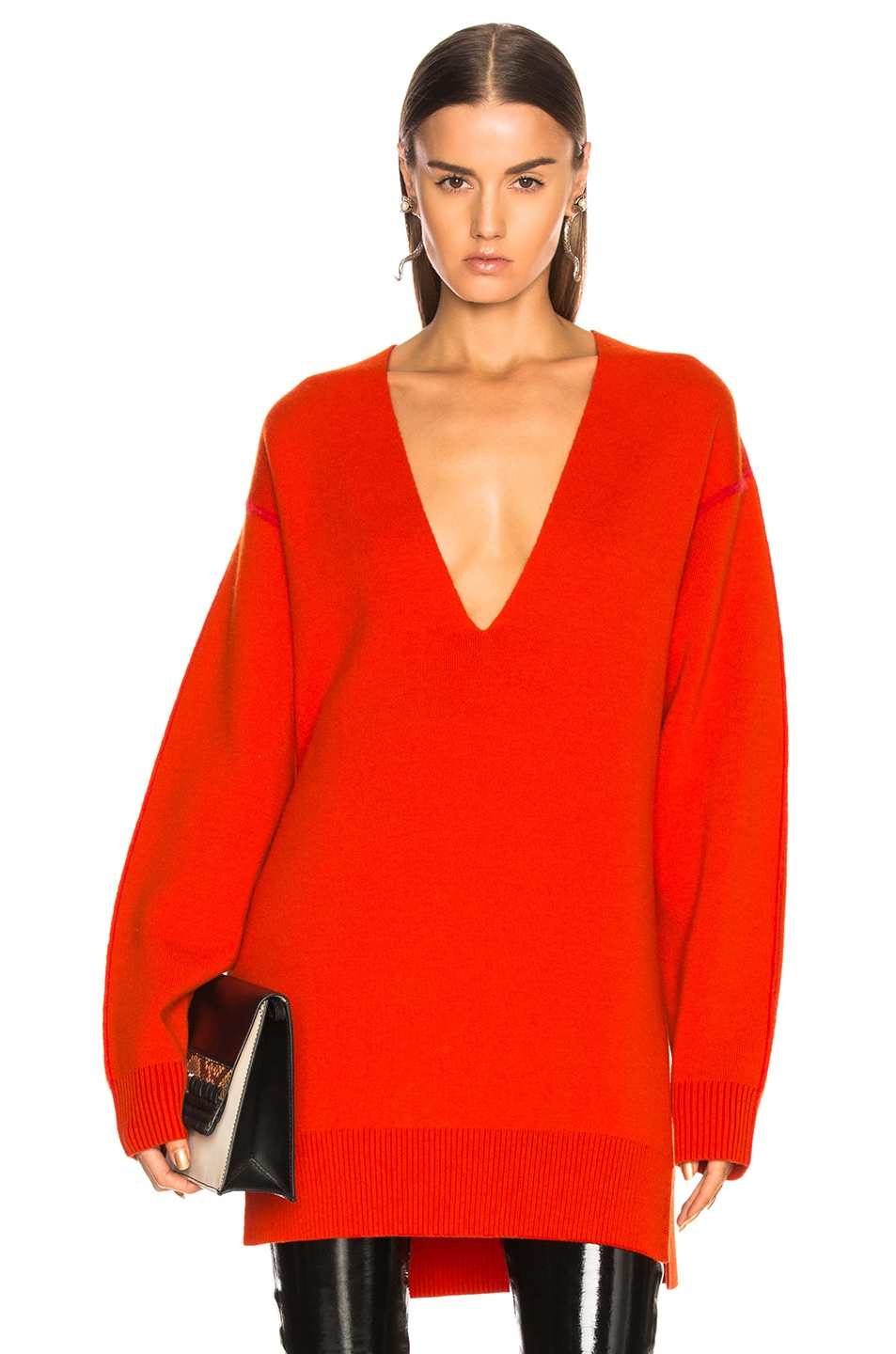 Image 1 of Proenza Schouler Cashmere Blend Tunic in Fiery Red