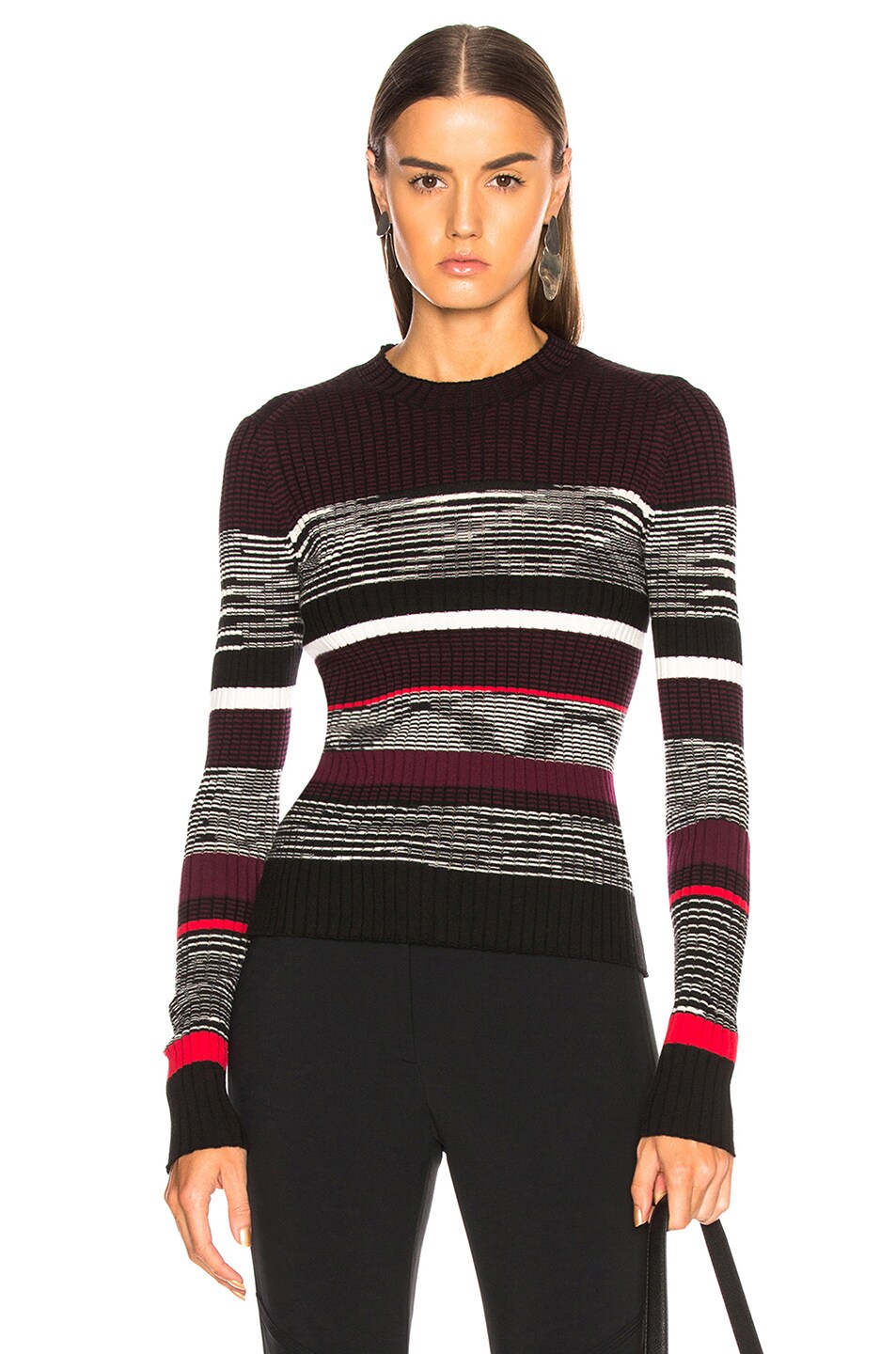 Image 1 of Proenza Schouler Space Dye Knit Sweater in Black & Burgundy