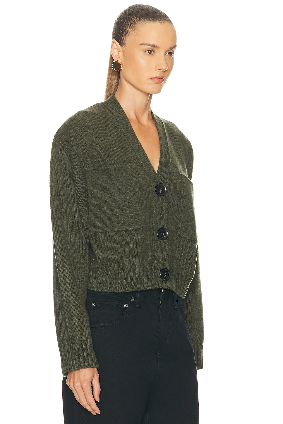 Proenza Schouler Sofia Buttoned Pocket Cardigan In Green