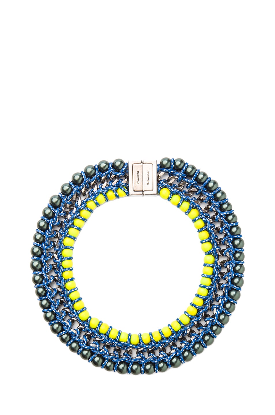 Image 1 of Proenza Schouler Ladder Lacquered Beads Necklace in Maui & Sulphur