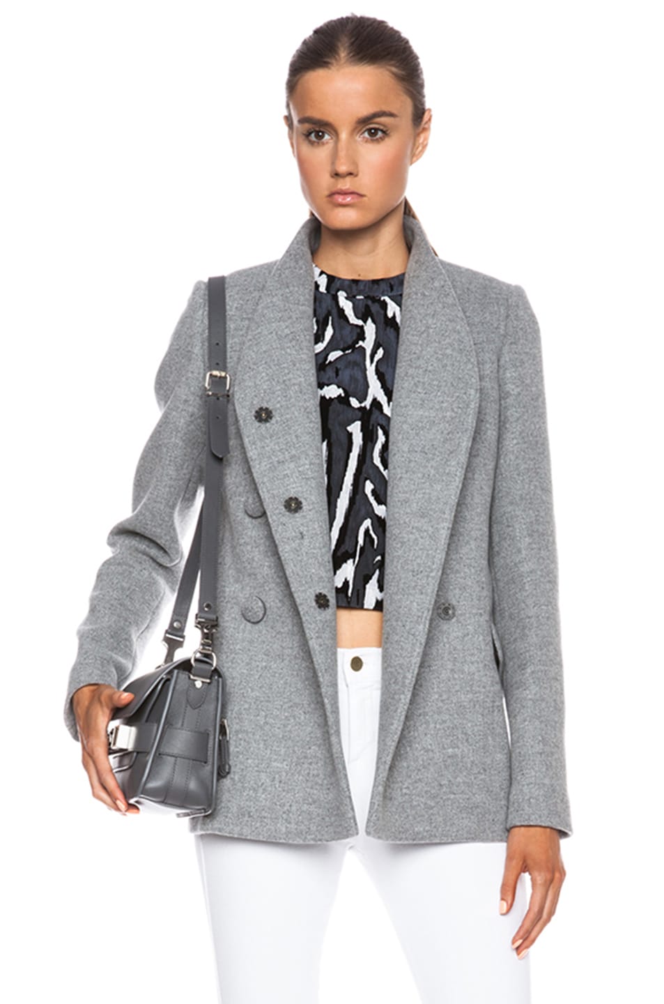 Image 1 of Proenza Schouler Wool Cashmere Double Breasted Jacket in Grey
