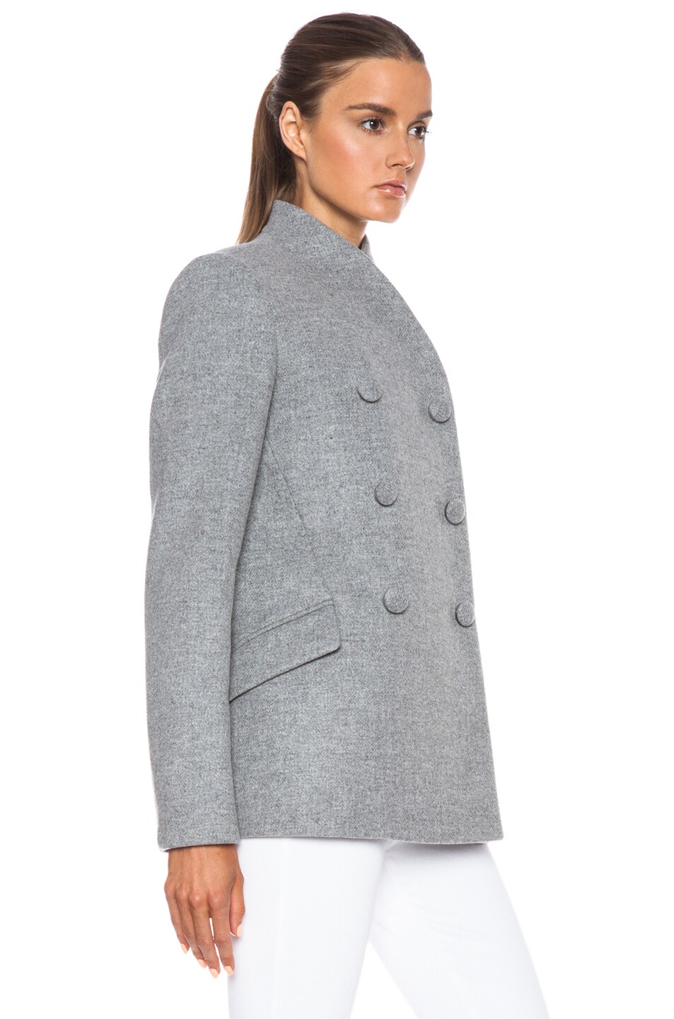 Proenza Schouler Wool Cashmere Double Breasted Jacket in Grey | FWRD