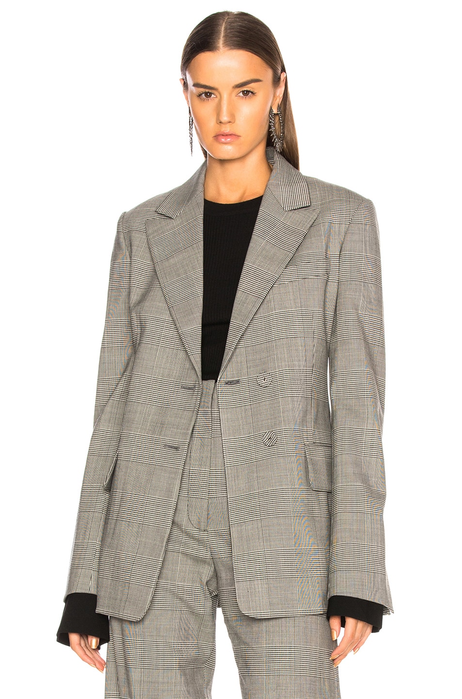 Proenza Schouler Plaid Wool Blazer in Black & Off White Plaid | FWRD