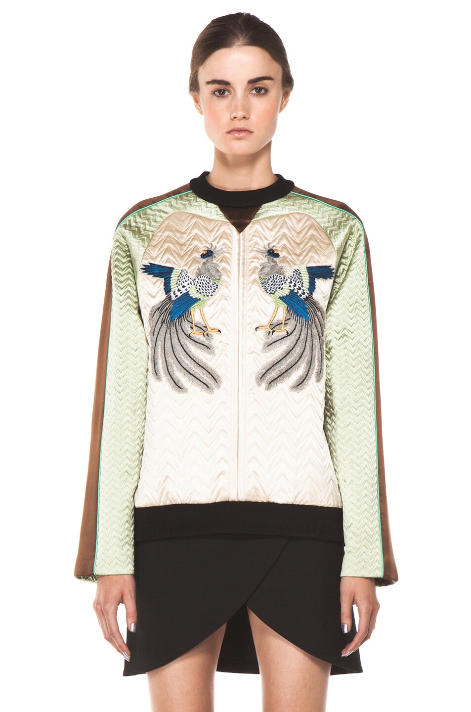 Image 1 of Proenza Schouler Quilted Bird Silk Sweatshirt in Bone