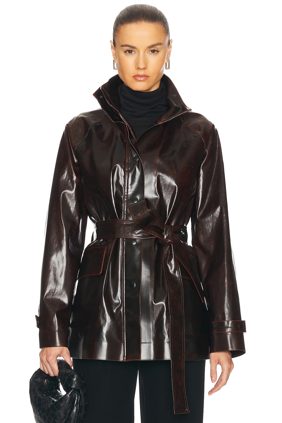 Image 1 of Proenza Schouler Finch Raincoat in Dark Brown & Black