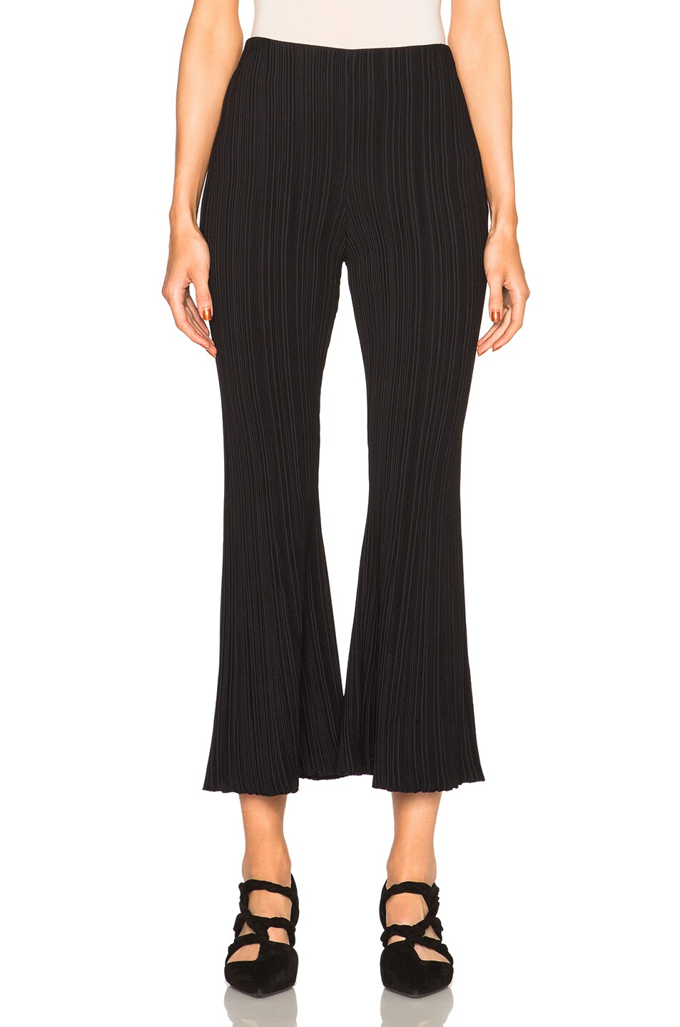 Image 1 of Proenza Schouler Micro Pleat Flare Knit Pants in Black