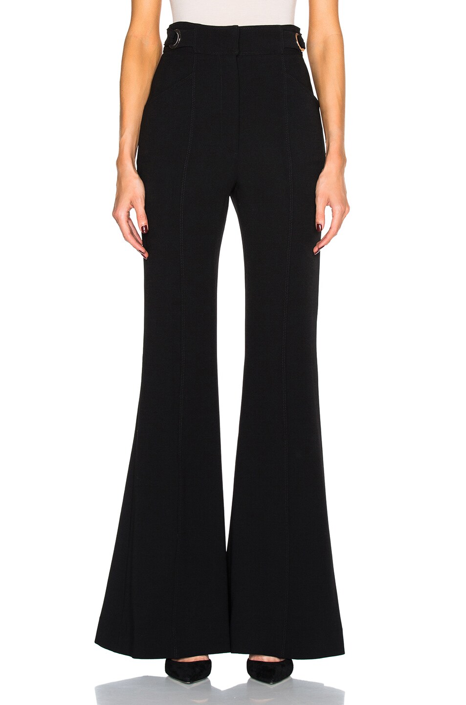 Image 1 of Proenza Schouler Stretch Wool Flared Pants in Black