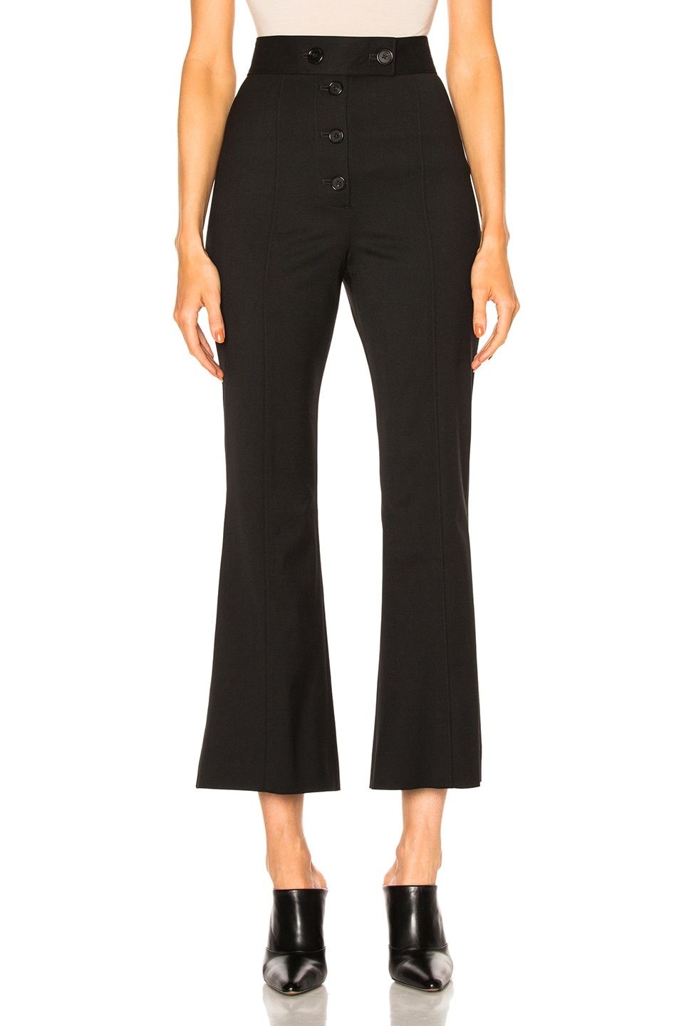 Image 1 of Proenza Schouler Lightweight Wool Suiting Flared Pant in Black