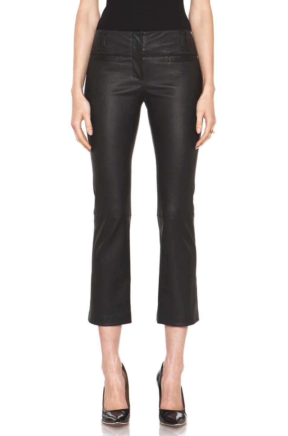 Image 1 of Proenza Schouler Leather Cropped Bootleg Pant in Black