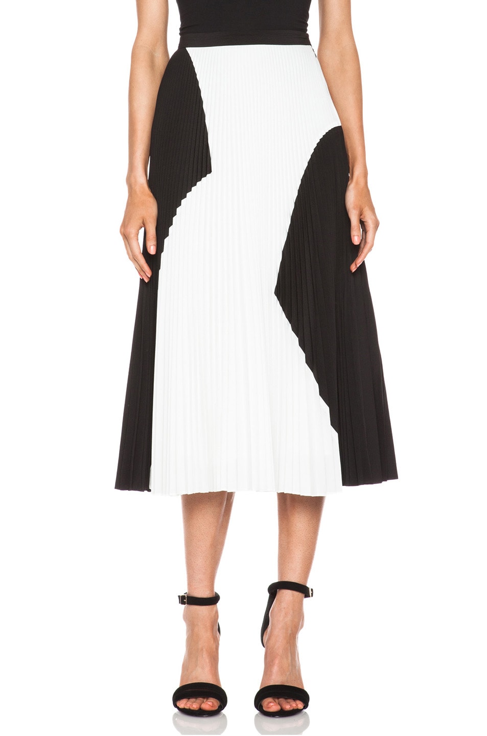 Image 1 of Proenza Schouler Pleated Poly Skirt in Black & White
