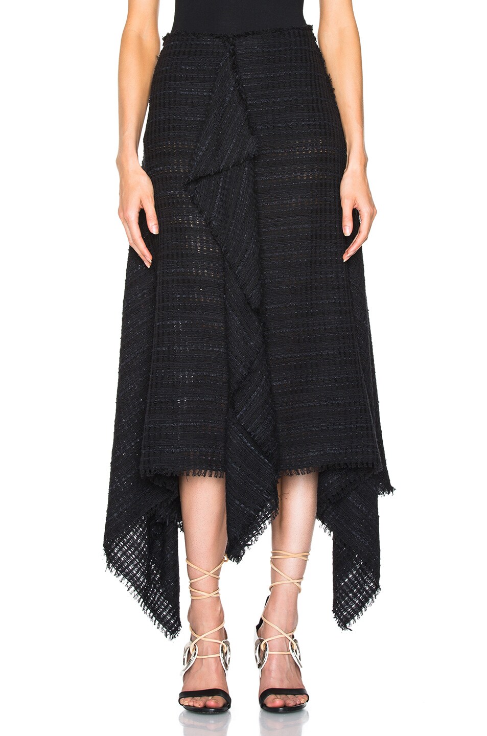 Image 1 of Proenza Schouler Open Weave Tweed Skirt in Black
