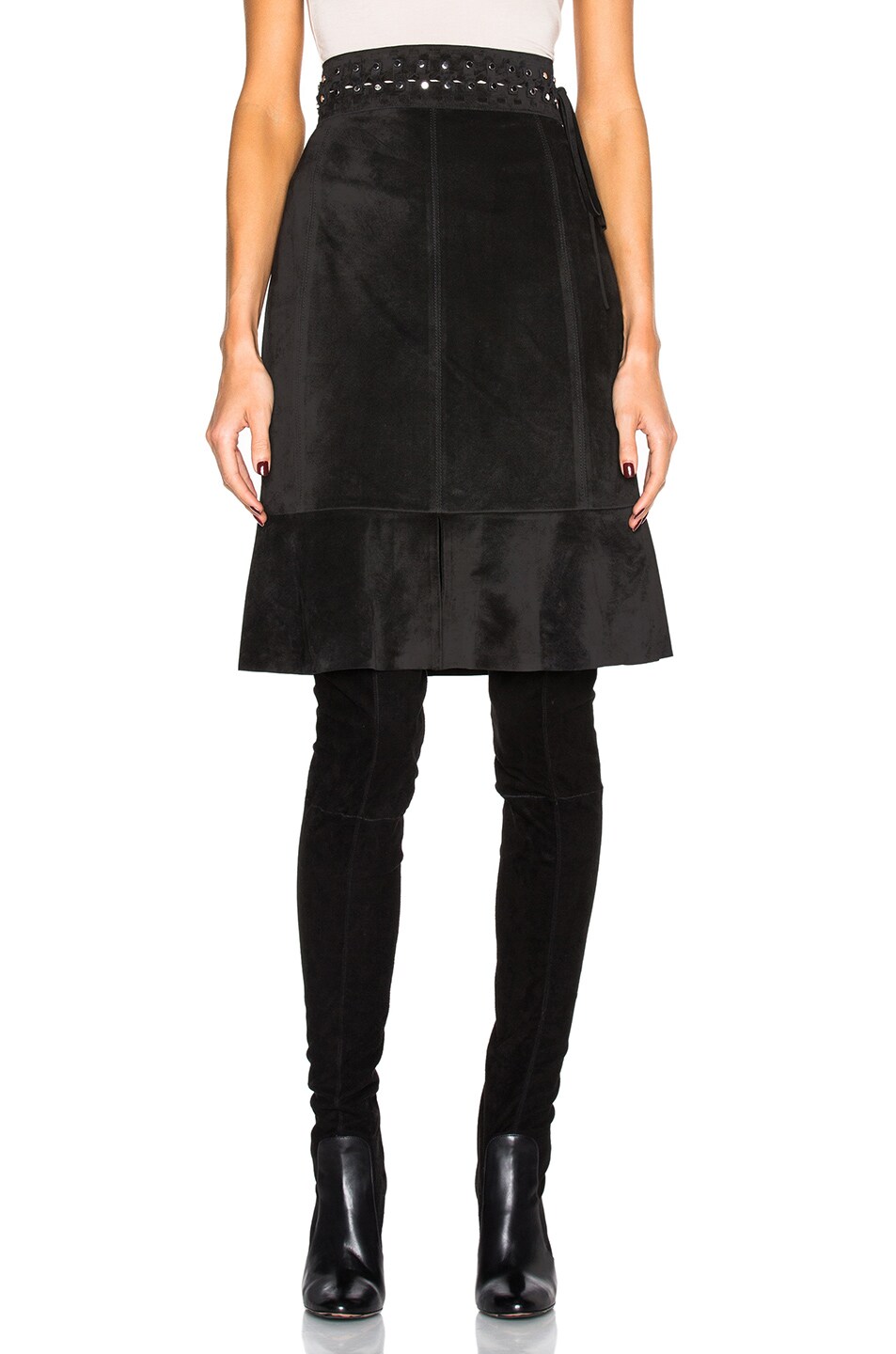 Image 1 of Proenza Schouler Suede Skirt in Black