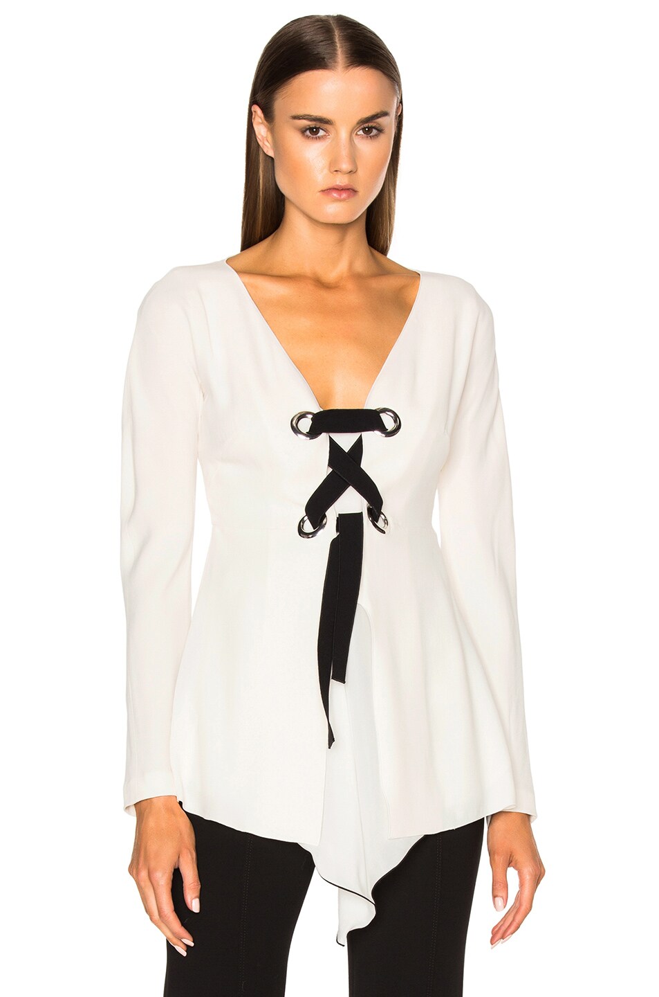 Image 1 of Proenza Schouler Satin Back Crepe Top in Off White